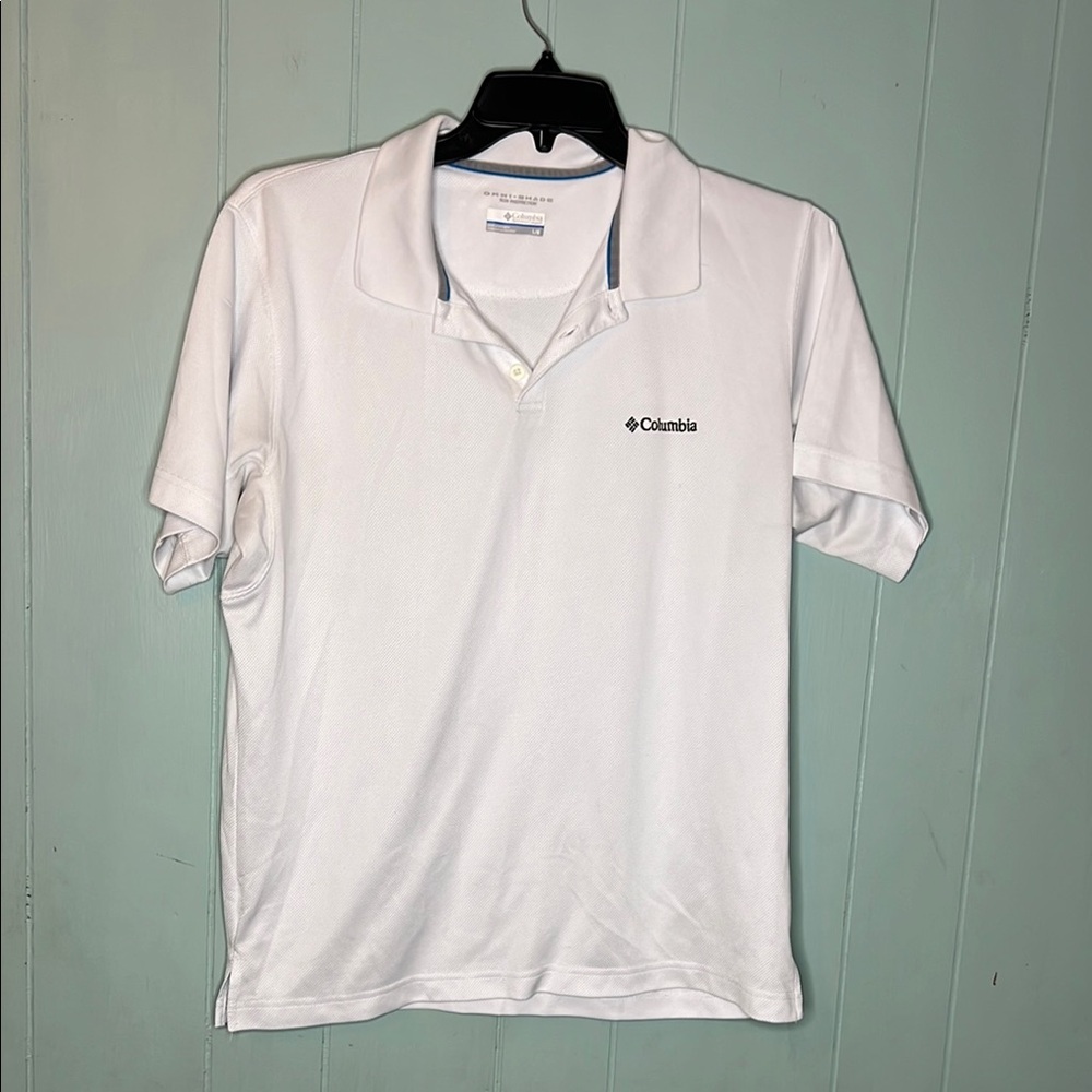 Columbia White Polo Shirt Classic Lightweight Design